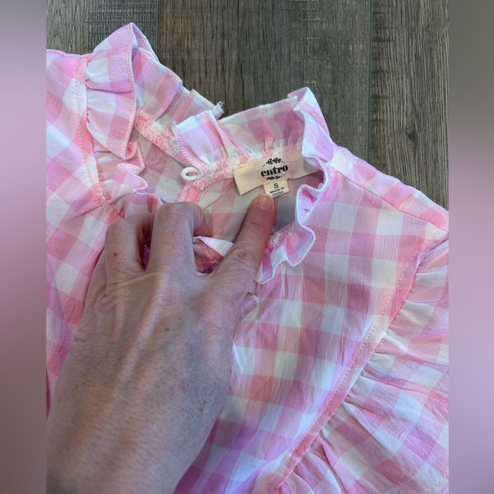 Entro pink white gingham “rush” dress - Picture 4 of 6